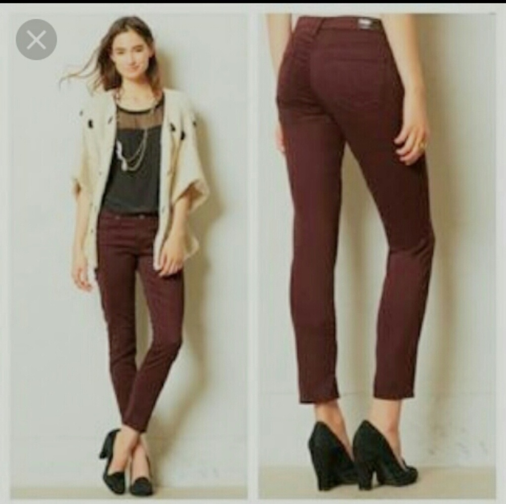 Anthropologie Burgundy Ankle Pants